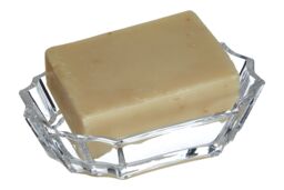 Orsina Clear Glass Soap Dish, Geometric Design Transparent Soap Storage Case, Compact Soap Tray & Stand For Shower - thumbnail 3