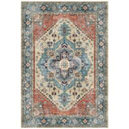 The Rug Shop UK Blue Bordered Geometric 7mm Thick Stain-Resistant Traditional Rug - Size: 160 cm x 230 cm - thumbnail 3