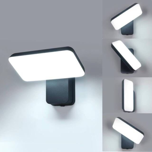 Goeco Outdoor LED Wall Light, 16W IP65 Waterproof Rotatable 350 Lamp, 6500K in Black - image 1