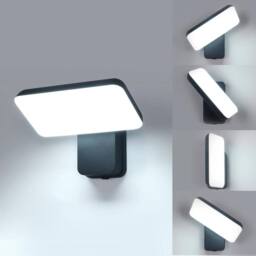 Goeco Outdoor LED Wall Light, 16W IP65 Waterproof Rotatable 350 Lamp, 6500K in Black - thumbnail 1