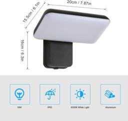 Goeco Outdoor LED Wall Light, 16W IP65 Waterproof Rotatable 350 Lamp, 6500K in Black - thumbnail 4