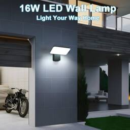 Goeco Outdoor LED Wall Light, 16W IP65 Waterproof Rotatable 350 Lamp, 6500K in Black - thumbnail 7