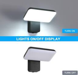 Goeco Outdoor LED Wall Light, 16W IP65 Waterproof Rotatable 350 Lamp, 6500K in Black - thumbnail 6