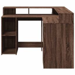 Berkfield Home Soft Desk with LED Lights Brown Oak 130x130x91 cm Engineered Wood - Size: 130 x 130 x 91 cm - thumbnail 6