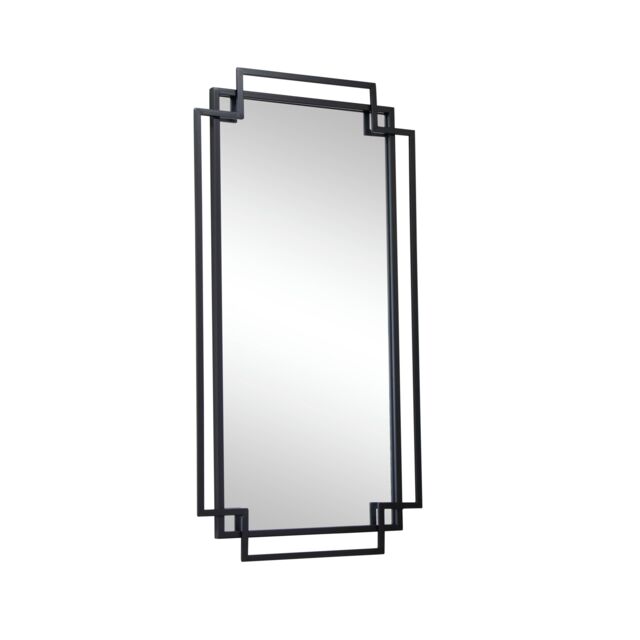 Melody Maison Black Geometric Matt Wall Mirror 94cm X 48cm - Size: 94 cm X 48 cm - image 1