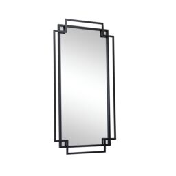 Melody Maison Black Geometric Matt Wall Mirror 94cm X 48cm - Size: 94 cm X 48 cm