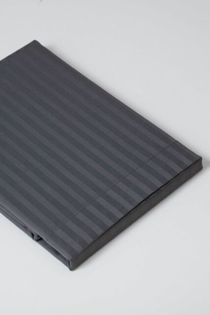 Belledorm Hotel Suite Satin Stripe 540 Thread Count Flat Sheet in Charcoal - Size: Single - image 1