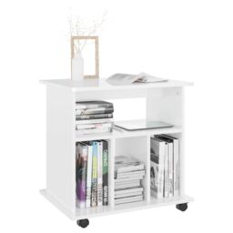 Berkfield Home Rolling Cabinet High Gloss White 60x45x60 cm Engineered Wood - Size: 60 x 45 x 60 cm - thumbnail 6