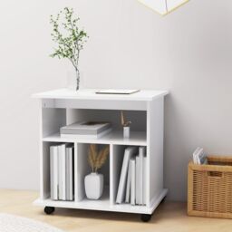 Berkfield Home Rolling Cabinet High Gloss White 60x45x60 cm Engineered Wood - Size: 60 x 45 x 60 cm - thumbnail 3
