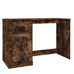 Berkfield Home Desk with Drawer Smoked Oak 115x50x75 cm Engineered Wood in Brown - Size: 115 x 50 x 75 cm - thumbnail 2