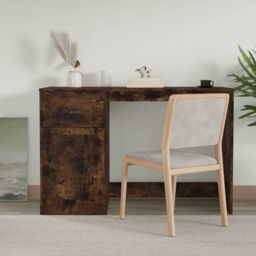 Berkfield Home Desk with Drawer Smoked Oak 115x50x75 cm Engineered Wood in Brown - Size: 115 x 50 x 75 cm - thumbnail 1