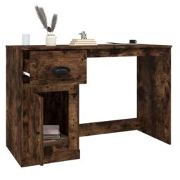 Berkfield Home Desk with Drawer Smoked Oak 115x50x75 cm Engineered Wood in Brown - Size: 115 x 50 x 75 cm - thumbnail 5