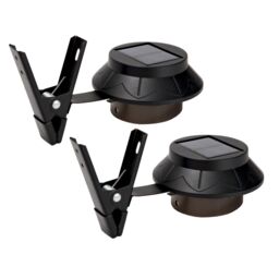 mysmartbuy 2 x Clip On Garden Lights - Solar Powered Weather Resistant Outdoor LED Security Lighting for Guttering, Fences, Walls in Black - thumbnail 1