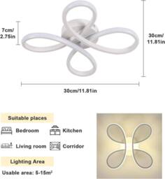 Goeco LED Ceiling Light, 30W 4500K, Modern Ceiling Lighting Flower Shape LED in White - thumbnail 5