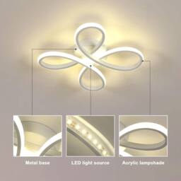 Goeco LED Ceiling Light, 30W 4500K, Modern Ceiling Lighting Flower Shape LED in White - thumbnail 6