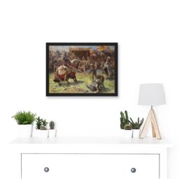 Artery8 Painting Landscape Medieval Ajdukiewicz Knights Jousting Artwork Framed Wall Art Print A4 in Black - thumbnail 2