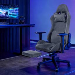 Levede Office Desk Chair Gaming Recliner Adjustable Height with Footrest in Grey - thumbnail 2
