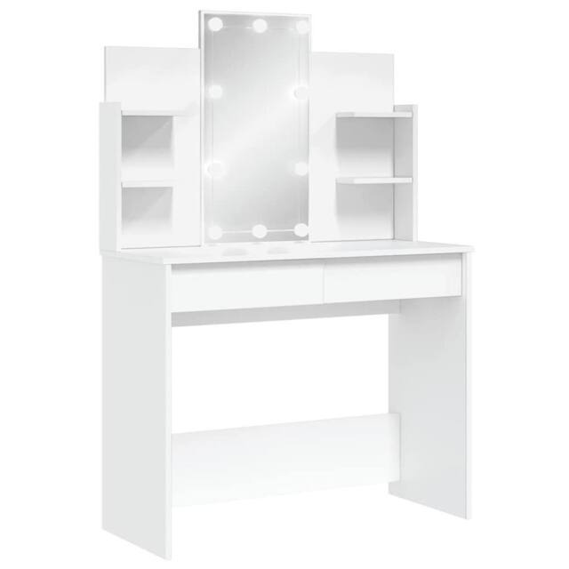 Berkfield Home Dressing Table with LED Lights White 96x40x142 cm - Size: 96 x 40 x 142 cm - image 1