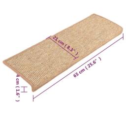 Berkfield Home Stair Mats Self-adhesive 15 pcs Light Brown 65x21x4 cm - Size: Medium - thumbnail 8