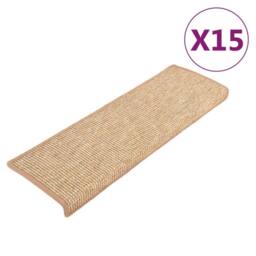 Berkfield Home Stair Mats Self-adhesive 15 pcs Light Brown 65x21x4 cm - Size: Medium - thumbnail 3