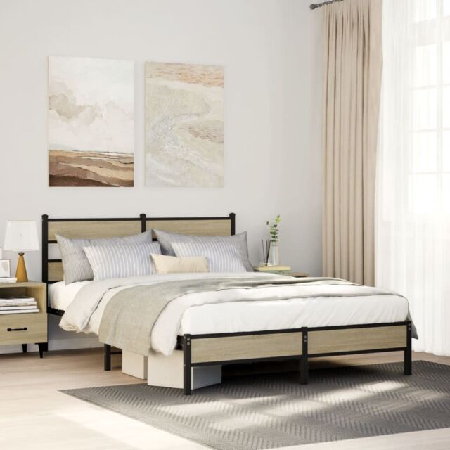 Berkfield Home Bed Frame without Mattress Sonoma Oak 160x200 cm Engineered Wood in Brown - image 1