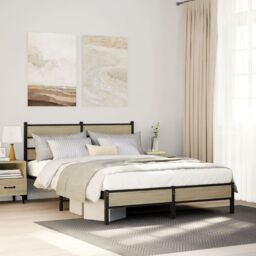 Berkfield Home Bed Frame without Mattress Sonoma Oak 160x200 cm Engineered Wood in Brown