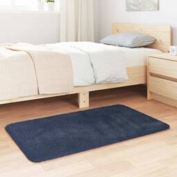 Berkfield Home Shaggy Rug High Pile NAVARRA Navy 60x100 cm Polyester - Size: Medium - thumbnail 1