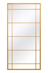 "MirrorOutlet Gold Metal Framed Window Wall or Leaner Mirror 63"" X 31"" (160 X 80CM) - Size: 1 Pack" - thumbnail 3
