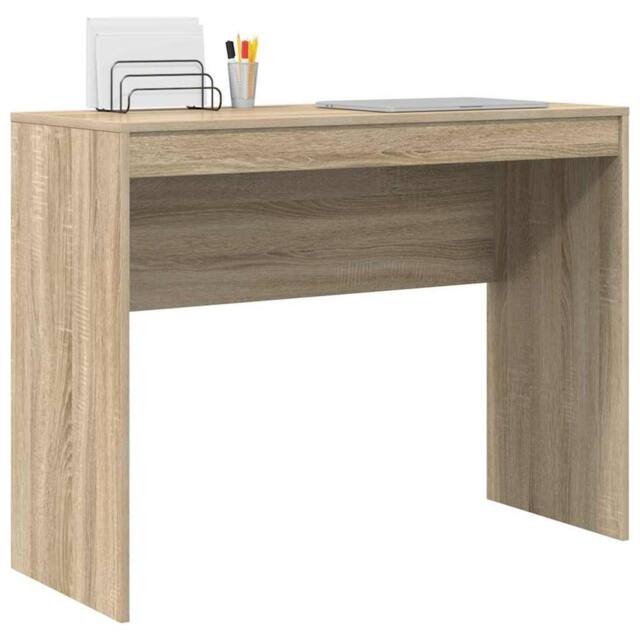 Berkfield Home Modern Writing Desk Sonoma oak Engineered wood 100 x 40 x 76 cm Simple in Light Tan - image 1