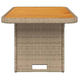 Berkfield Home Garden Table Beige 90x55x71 cm Poly Rattan & Acacia Wood - Size: 90 x 55 x 71 cm - thumbnail 6