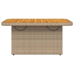 Berkfield Home Garden Table Beige 90x55x71 cm Poly Rattan & Acacia Wood - Size: 90 x 55 x 71 cm - thumbnail 5