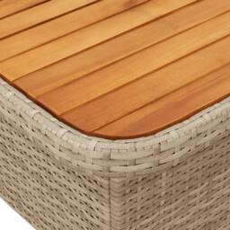 Berkfield Home Garden Table Beige 90x55x71 cm Poly Rattan & Acacia Wood - Size: 90 x 55 x 71 cm - thumbnail 9