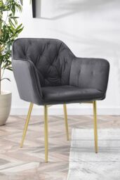 Living and Home Velvet Upholstered Dining Chair Dressing Chair Nail Chair 86cm in Grey