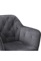Living and Home Velvet Upholstered Dining Chair Dressing Chair Nail Chair 86cm in Grey - thumbnail 6