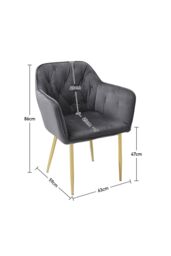 Living and Home Velvet Upholstered Dining Chair Dressing Chair Nail Chair 86cm in Grey - thumbnail 2