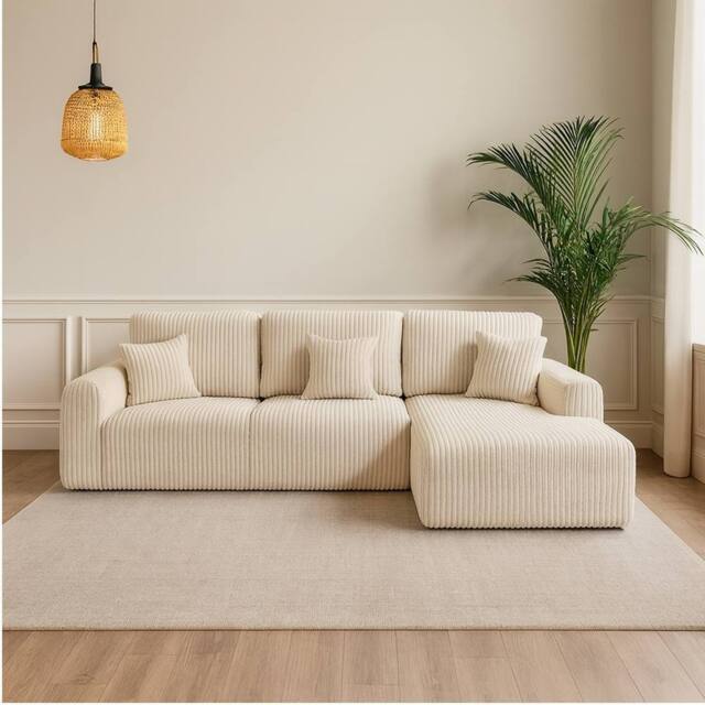 Furniture 786 Willow Chunky jumbo cord 4 seater Right Hand Facing corner sofa in Ivory - image 1