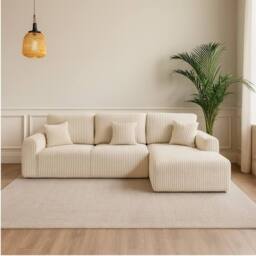 Furniture 786 Willow Chunky jumbo cord 4 seater Right Hand Facing corner sofa in Ivory