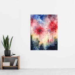 "Artery8 Wall Art Print 4th July Independence Day Fireworks USA Poster - Size: W24"" x H32""" - thumbnail 4