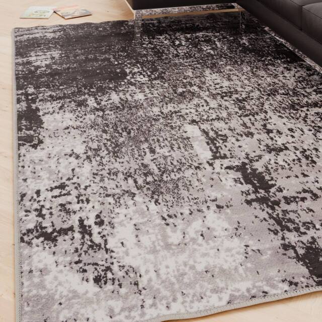 Kukoon Black White Abstract Soft Chenille Washable Living Room Area Rug - Size: 120 cm x 170 cm - image 1
