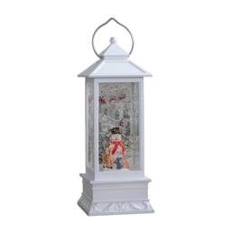 Samuel Alexander 31cm Dual Powered Light up Glitter Christmas Water Spinner with Snowman Scene in Brown - thumbnail 9