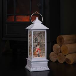 Samuel Alexander 31cm Dual Powered Light up Glitter Christmas Water Spinner with Snowman Scene in Brown - thumbnail 8