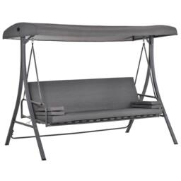 OUTSUNNY 2-in-1 Patio 3 Seater Swing Chair Hammock with Cushion Canopy in Grey - thumbnail 2