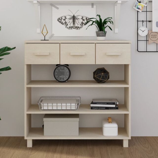 Berkfield Home Console Table HAMAR Honey Brown 90x35x90 cm Solid Wood Pine - Size: 90 x 35 x 90 cm - image 1