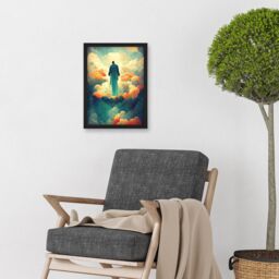 Artery8 Saint Peter Heaven Modern Christian Art God Jesus Artwork Framed Wall Art Print A4 in Black - thumbnail 2