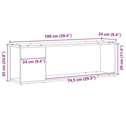 Berkfield Home Black Oak Book Shelf 100x24x32 cm Made of Engineered Wood - Size: 100 x 24 x 32 cm - thumbnail 9