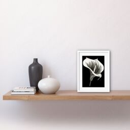 "Artery8 Wall Art Print Batik Style Black & White Calla Lily Flower Artwork Framed 9X7 Inch - Size: W7"" x H9""" - thumbnail 2