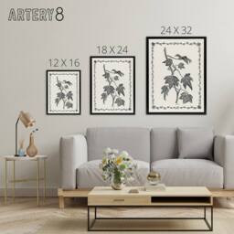 "Artery8 Vintage Botanical Pustulata Leaves Hibberd Black Framed Canvas Art in White - Size: W12"" x H16""" - thumbnail 4