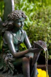 Primrose Fairy Statue Water Feature Sculpture Fountain Solar Powered LED Lights in Grey - thumbnail 4