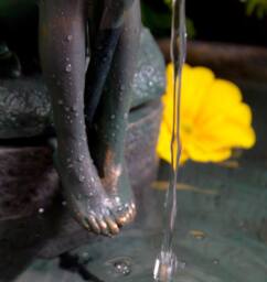 Primrose Fairy Statue Water Feature Sculpture Fountain Solar Powered LED Lights in Grey - thumbnail 3