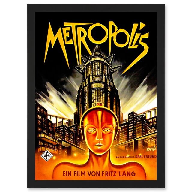Artery8 Vintage Film Movie Metropolis 1927 Sci Fi Machine Future Fantasy Artwork Framed Wall Art Print A4 in Black - image 1
